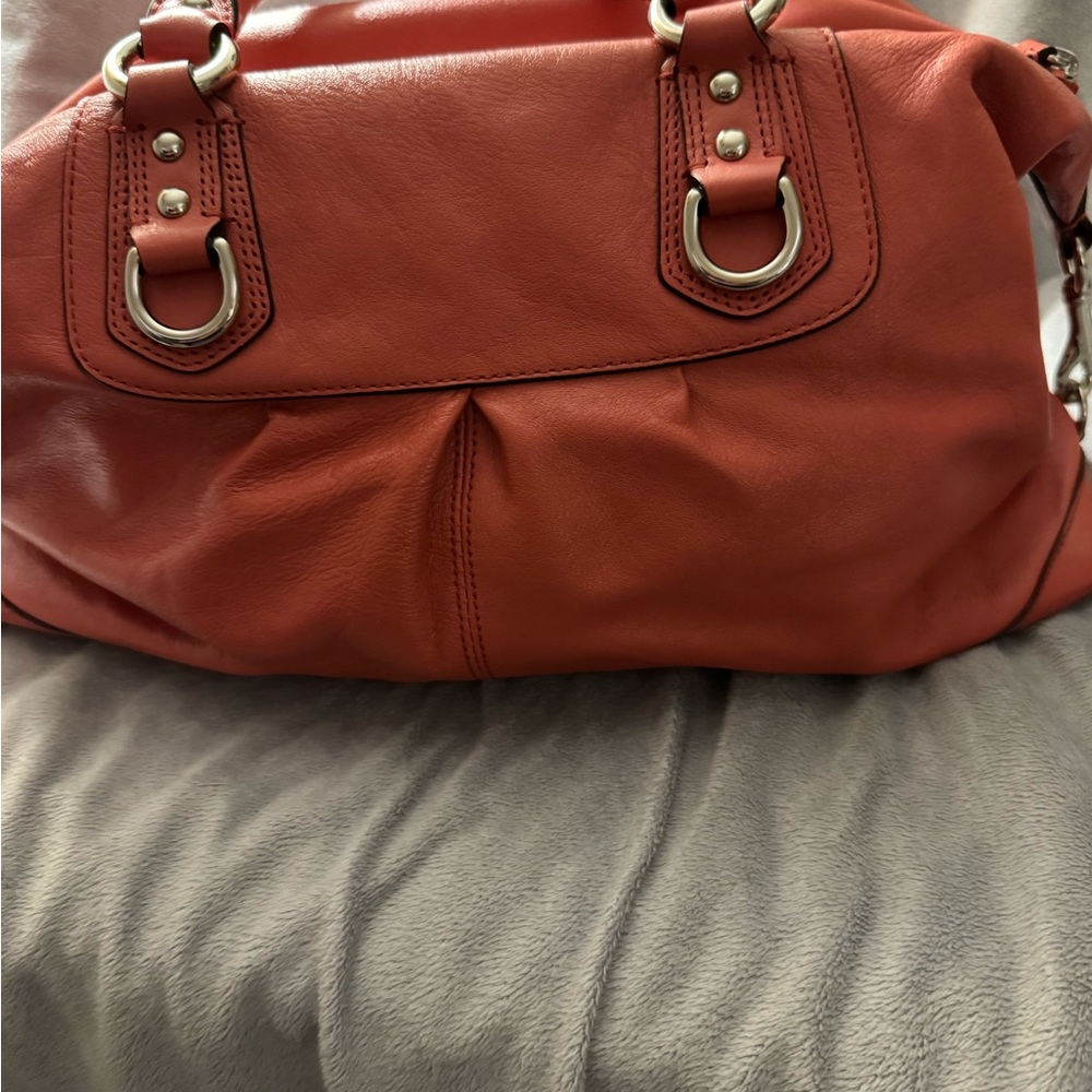 Coach 2012 Ashley Coral Leather Satchel with Silver Hardware and Dust Bag - Picture 9 of 12
